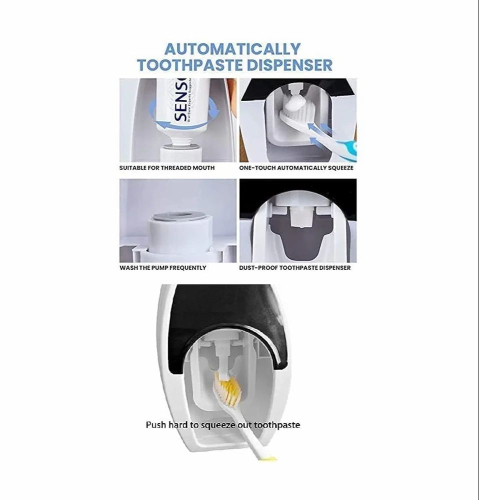 Plastic Toothpaste Holder wall mounted (pack includes Toothpaste Holder, Paste Dispenser)