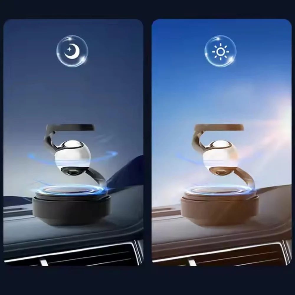 Solar-Powered Levitating Ball Air Freshener Rotating Car Dashboard Decor Perfume Diffuser