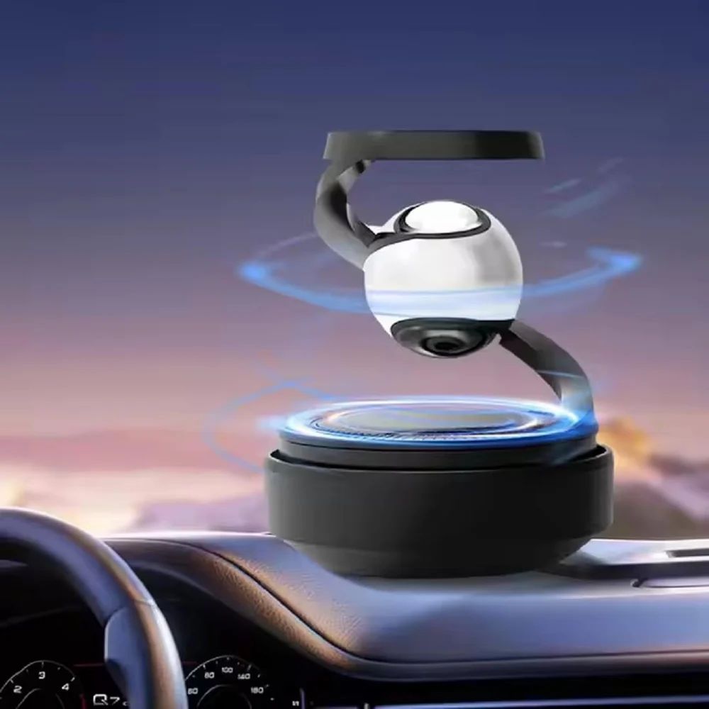 Solar-Powered Levitating Ball Air Freshener Rotating Car Dashboard Decor Perfume Diffuser