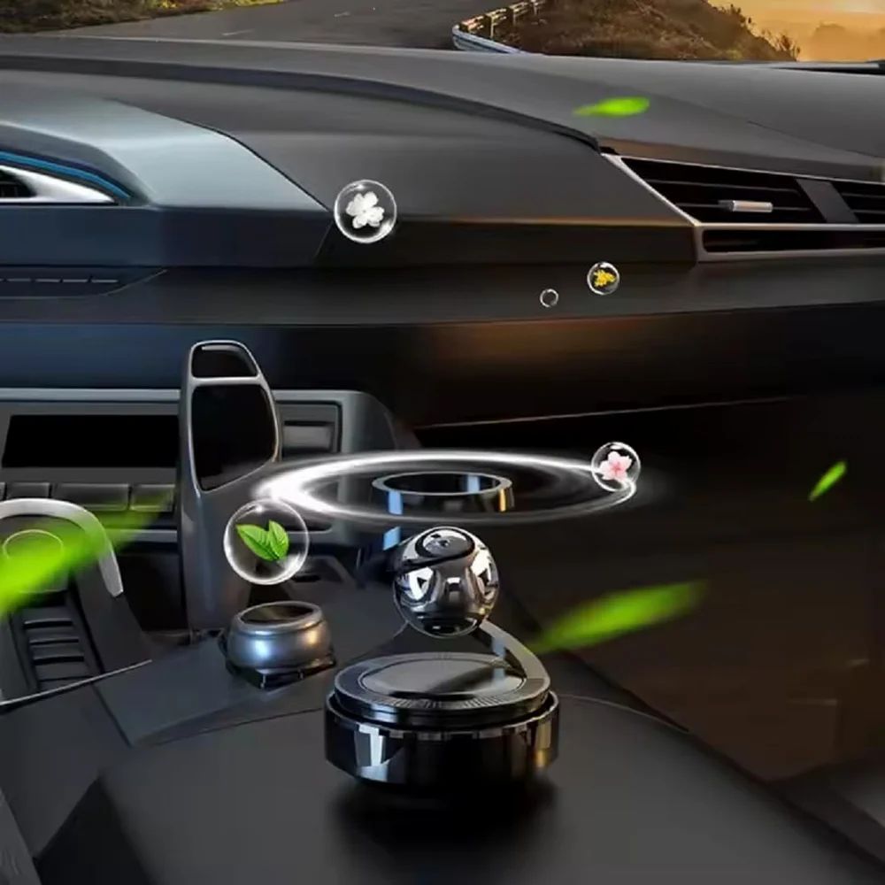 Solar-Powered Levitating Ball Air Freshener Rotating Car Dashboard Decor Perfume Diffuser