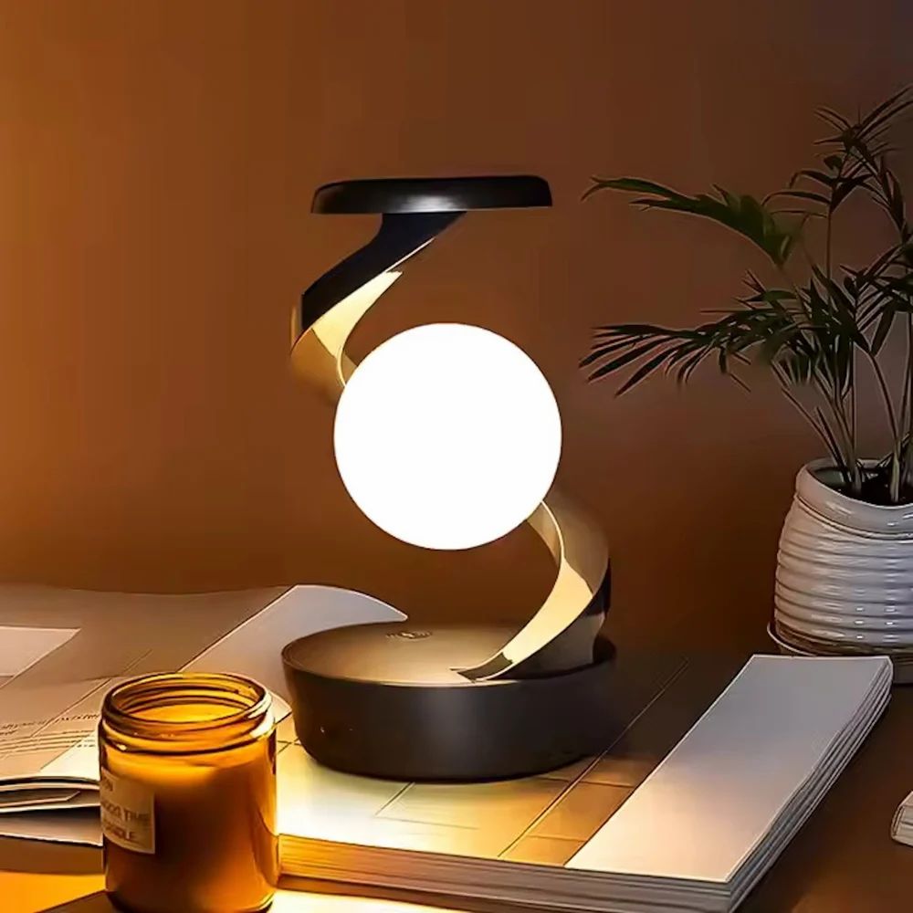 Spiral Rotating Moon Lamp Multicolor LED Levitating Night Light