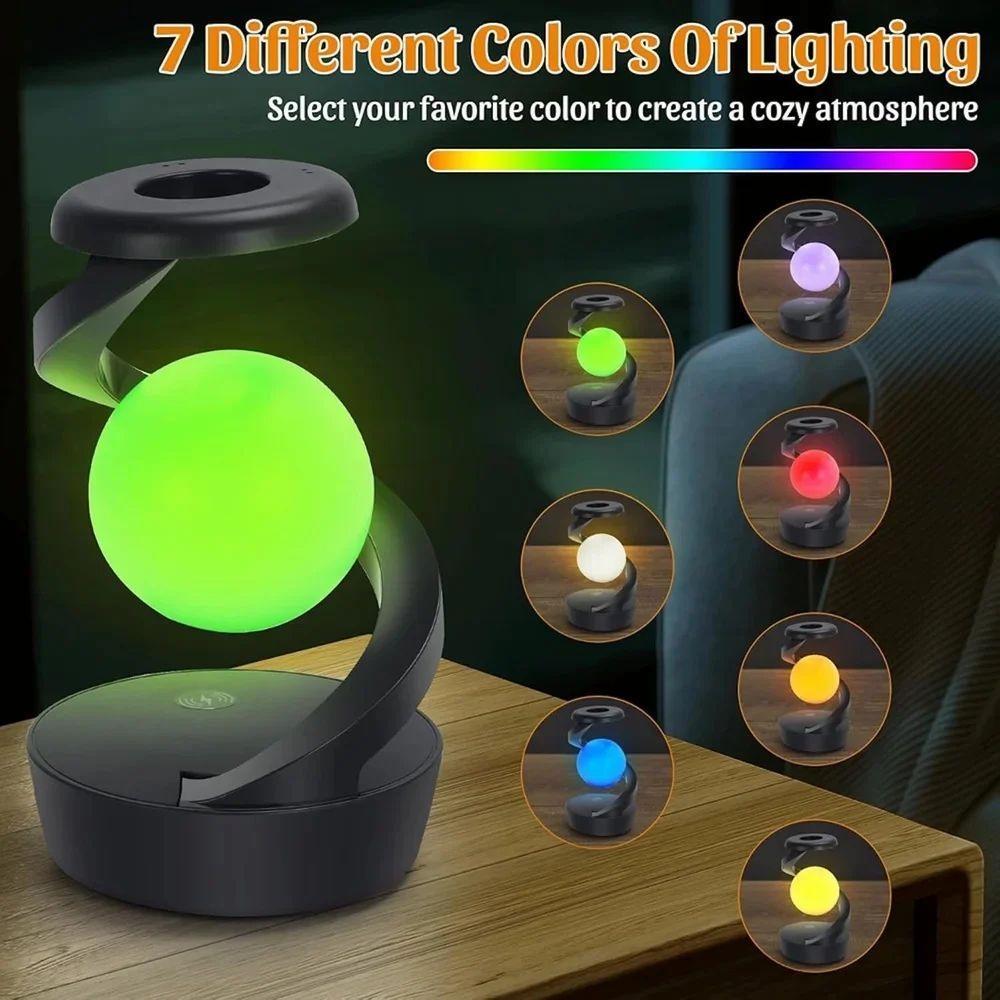 Spiral Rotating Moon Lamp Multicolor LED Levitating Night Light