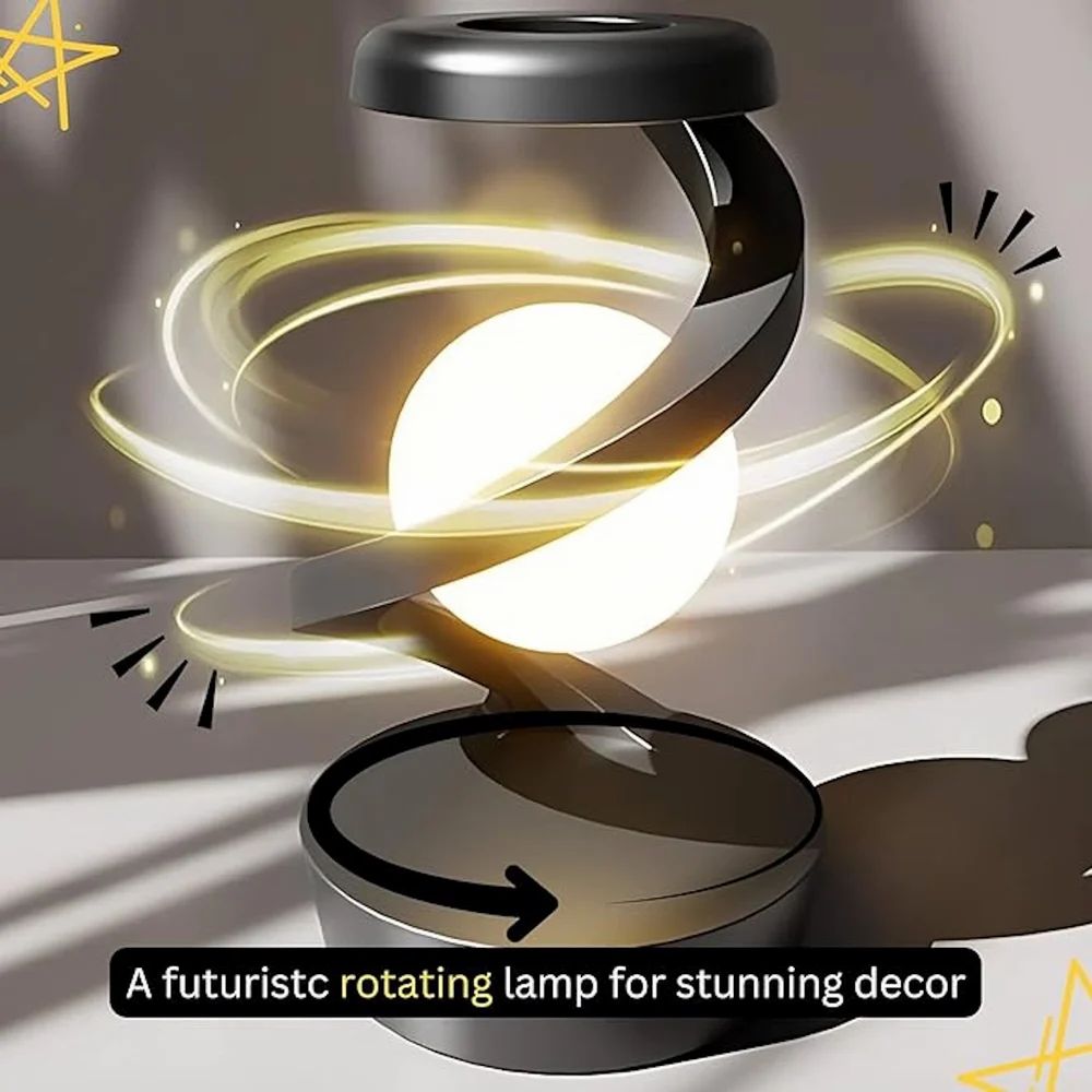 Spiral Rotating Moon Lamp Multicolor LED Levitating Night Light