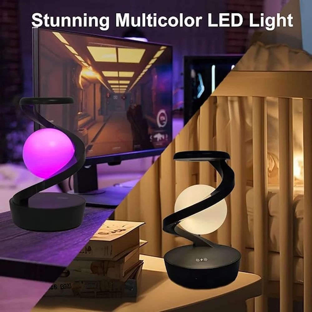 Spiral Rotating Moon Lamp Multicolor LED Levitating Night Light