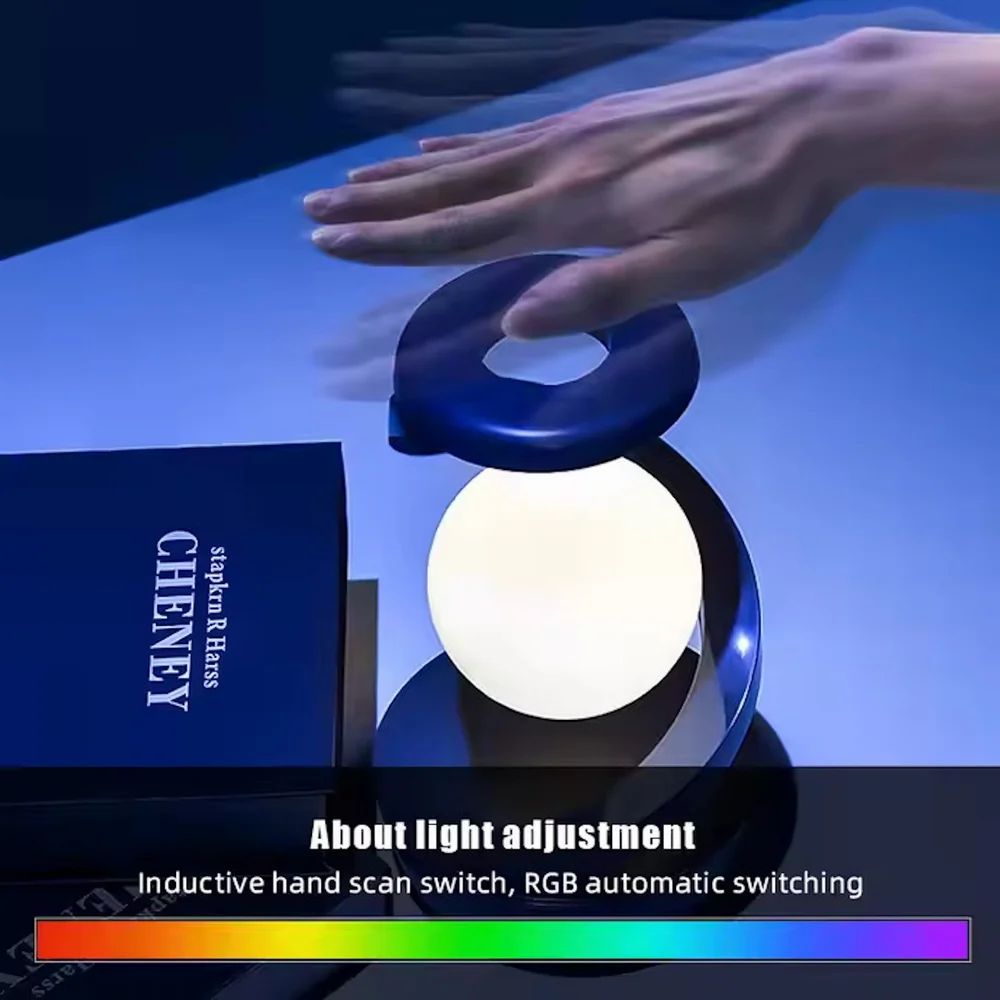 Spiral Rotating Moon Lamp Multicolor LED Levitating Night Light