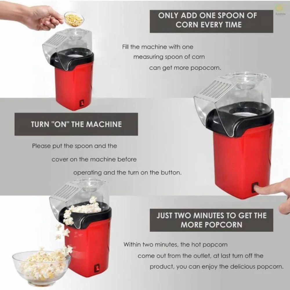 Mini Popcorn Maker | Fast 3-5 Min Popping | Easy to Clean | Healthy Snack Maker for Home