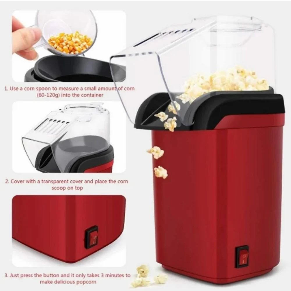 Mini Popcorn Maker | Fast 3-5 Min Popping | Easy to Clean | Healthy Snack Maker for Home