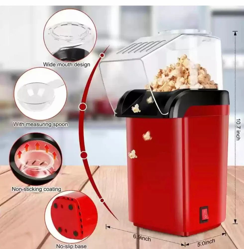 Mini Popcorn Maker | Fast 3-5 Min Popping | Easy to Clean | Healthy Snack Maker for Home