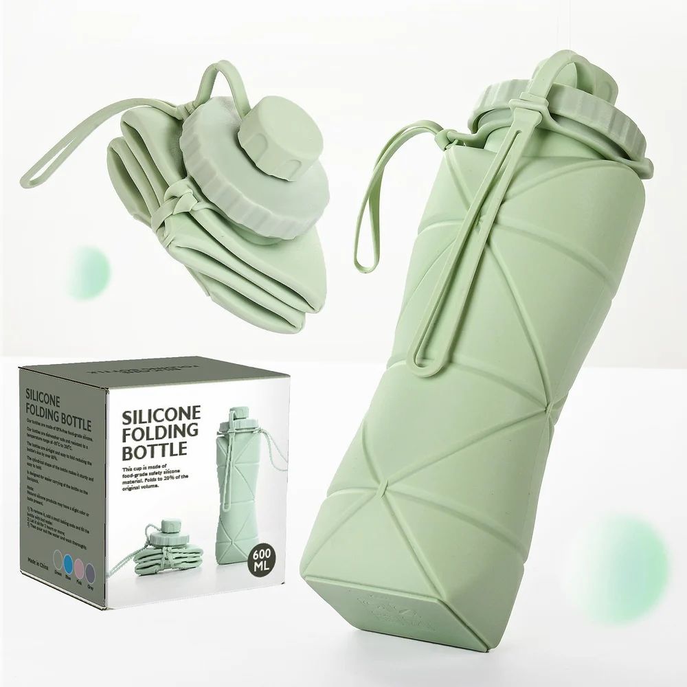 Foldable Silicone Water Bottle 500ml | Leakproof, Lightweight, BPA-Free | Heat & Cold Resistant Travel Bottle for Gym, Running, Cycling, Outdoor & Office Use